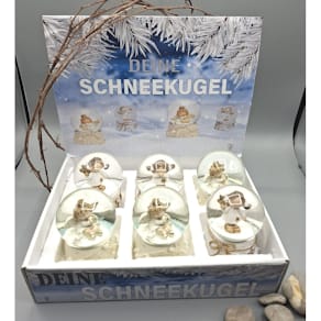 Dekorationsartikel Schneekugel Engel, 3-fach sortiert, Display
