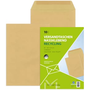 Versandtasche MAILMEDIA, B4, nassklebend, 130 g/m², braun