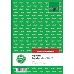 Rapportbuch Sigel Regiebericht, A5, 2x40 Blatt, SD