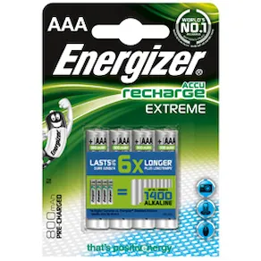 Batteri Energizer Recharge Extreme AAA, 4/fp